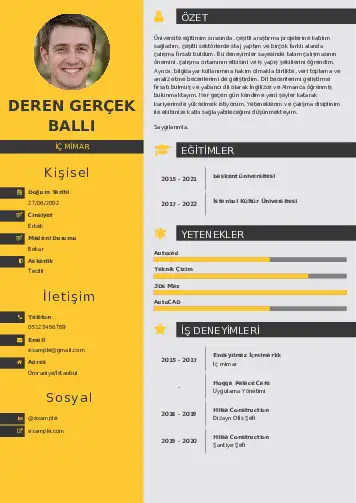 İç Mimar Cv Örnekleri cv indir